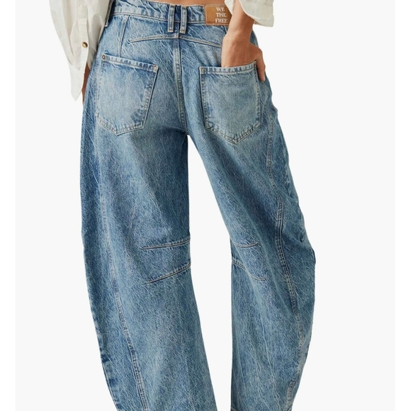 WE THE FREE PEOPLE GOOD LUCK BARREL JEANS - Picture 2 of 9